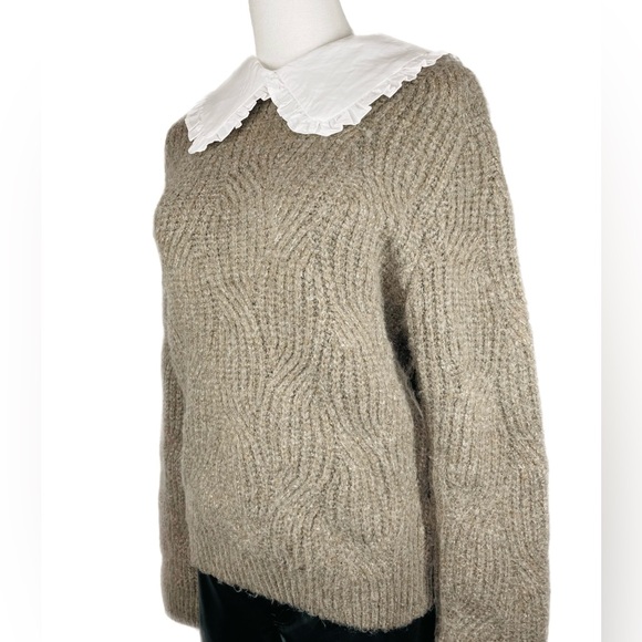NWT Lili Sidonio Molly Bracken Brown Cable Knit Sweater Peter Pan Collar Sz. S - Picture 3 of 7